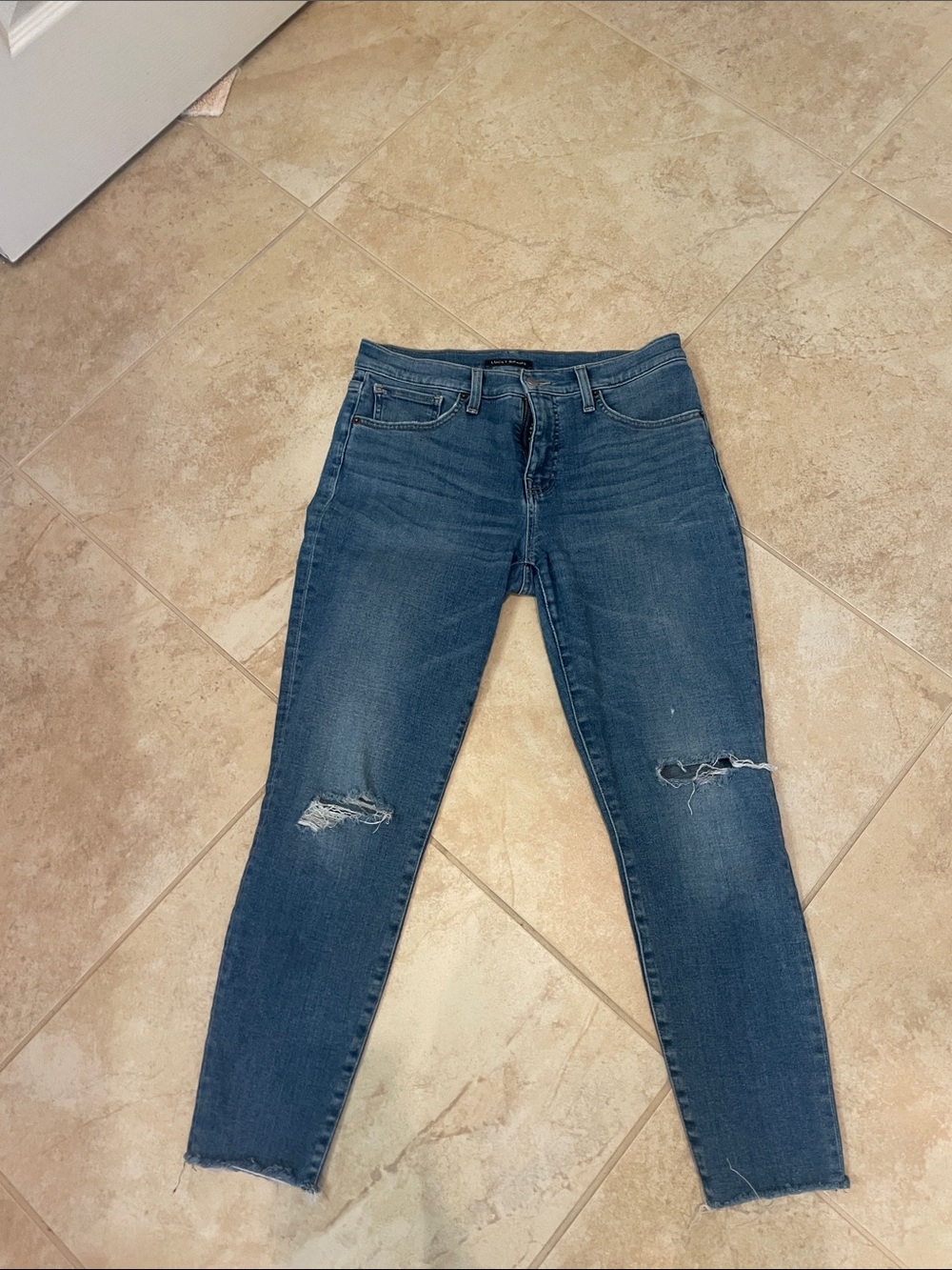 Lucky Brand Dark Blue Ripped Skinny Jeans ankle
